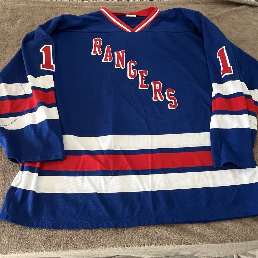 VTG Athletic Knit New York Rangers Hockey Jersey #1 Eddie Giacomin Mens XXL